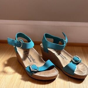 Papillio Teal Wedge Sandals
